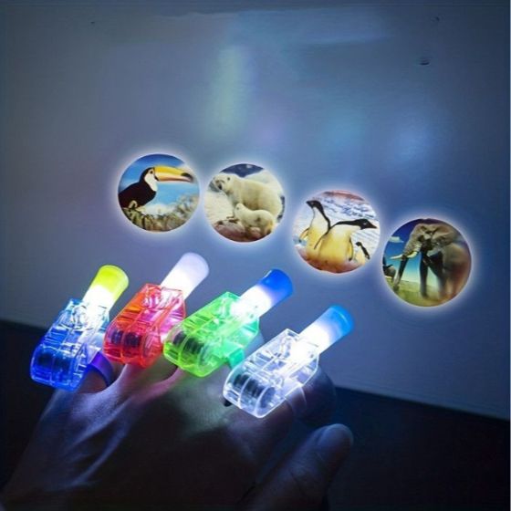 Picture of 10 PCS LED Cartoon Finger Projection Lamps – Fun Light-Up Toy for Kids!