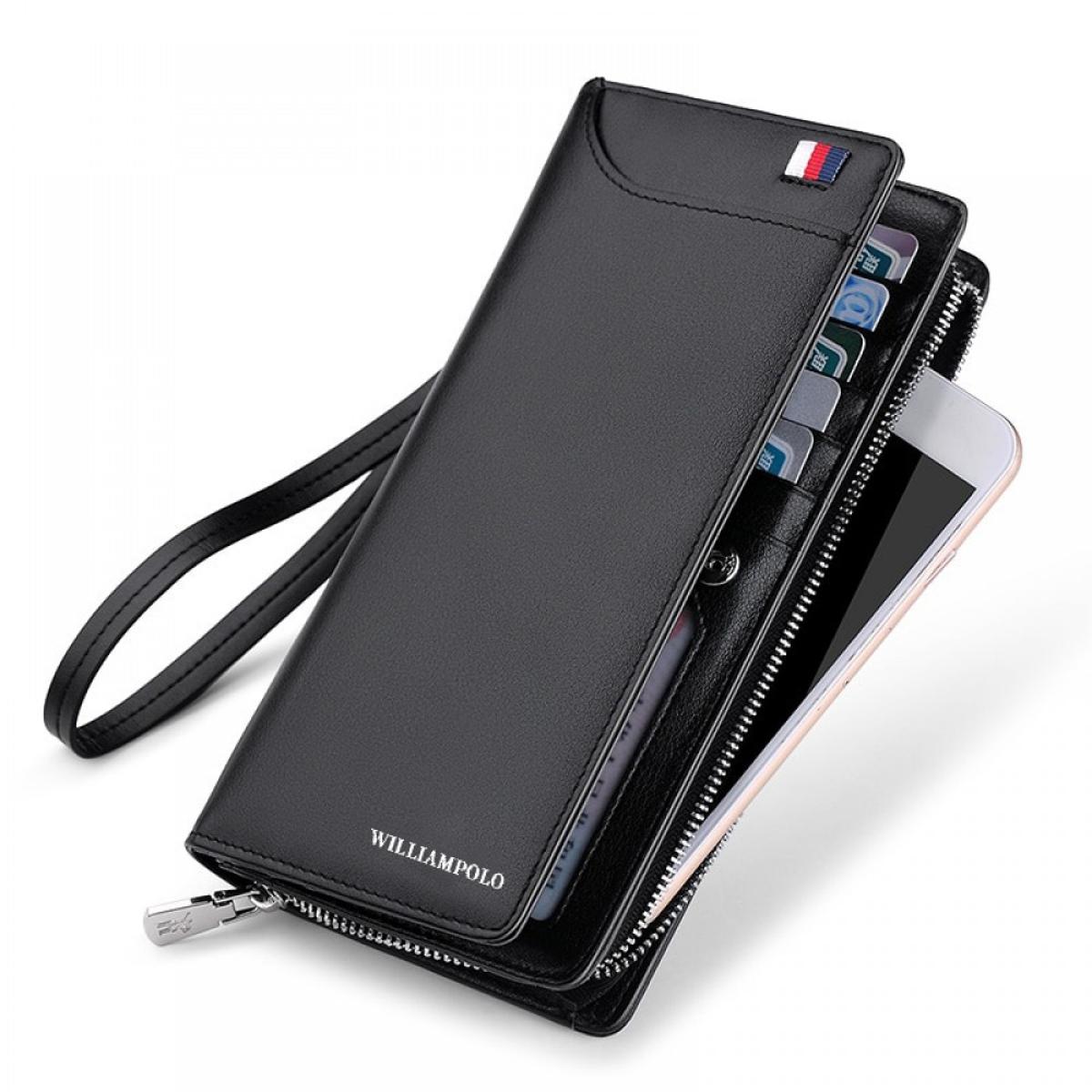 Picture of WILLIAMPOLO Men’s Long Zipper Clutch Wallet – Premium Soft Leather Business Handbag