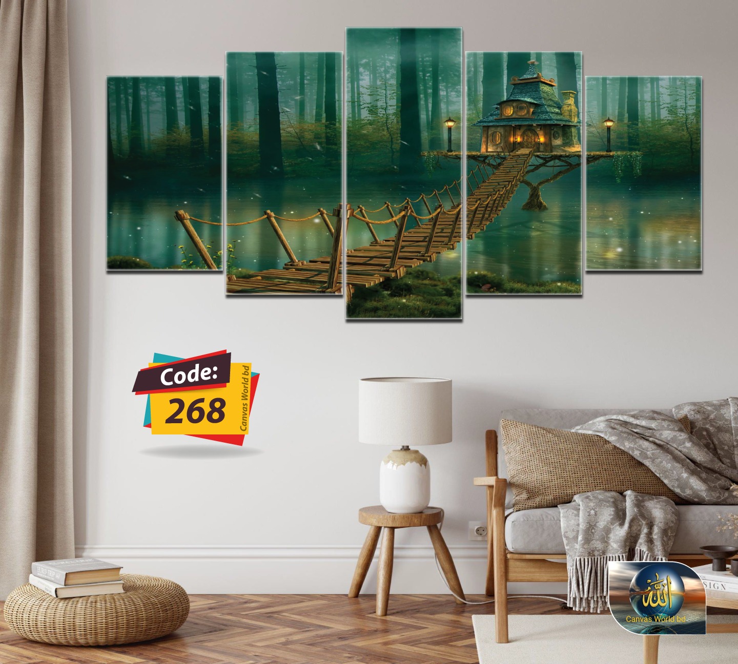Picture of 5Pcs In 1 Set Wall Canvas Art Ready to Hang for Living Room or Bedroom Home Decoration On Wall Canvas Painting Wall
