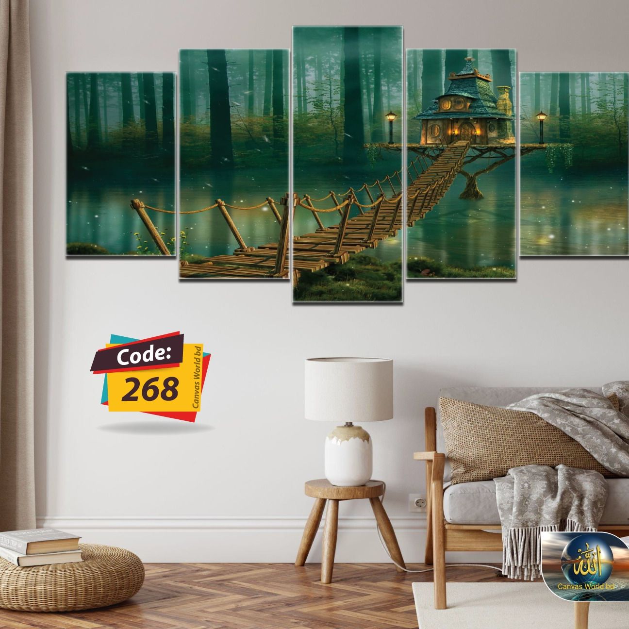 Picture of 5Pcs In 1 Set Wall Canvas Art Ready to Hang for Living Room or Bedroom Home Decoration On Wall Canvas Painting Wall