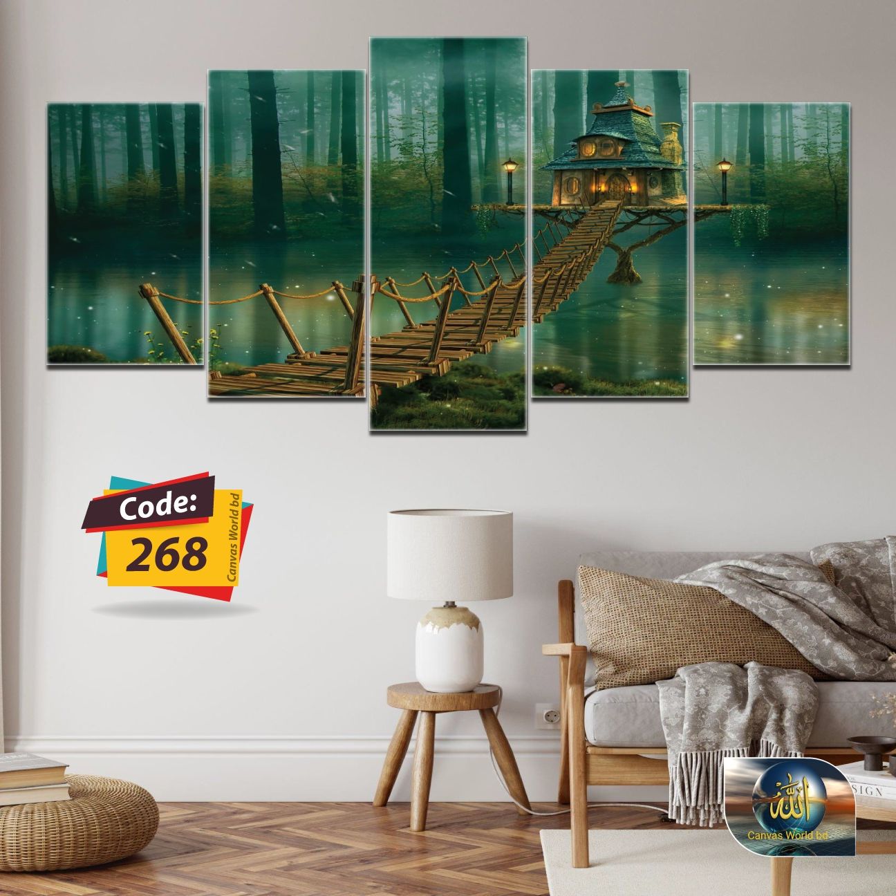 Picture of 5Pcs In 1 Set Wall Canvas Art Ready to Hang for Living Room or Bedroom Home Decoration On Wall Canvas Painting Wall