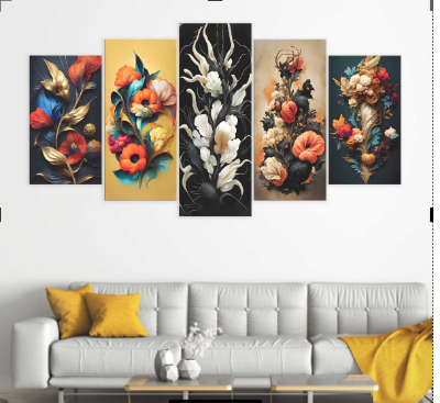 Picture of 5Pcs In 1 Set Wall Canvas Art printing code#599