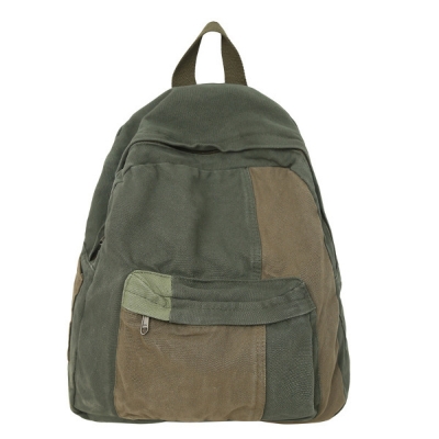 Picture of Casual Contrast Color Canvas Backpack - Olive Green