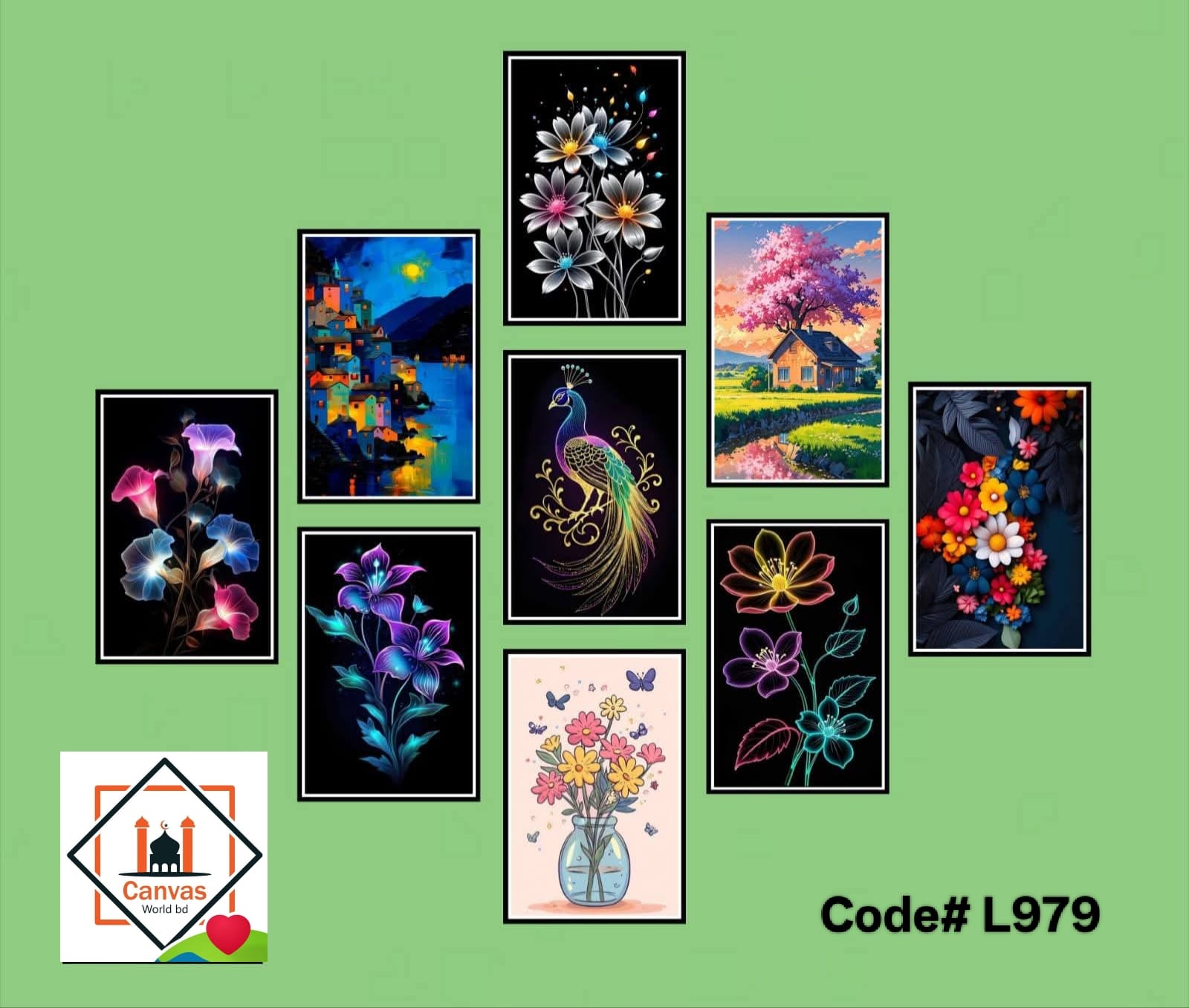 Picture of 9pcs Unique Design Wallmate Combo Set – Perfect for Home & Office Wall Decoration