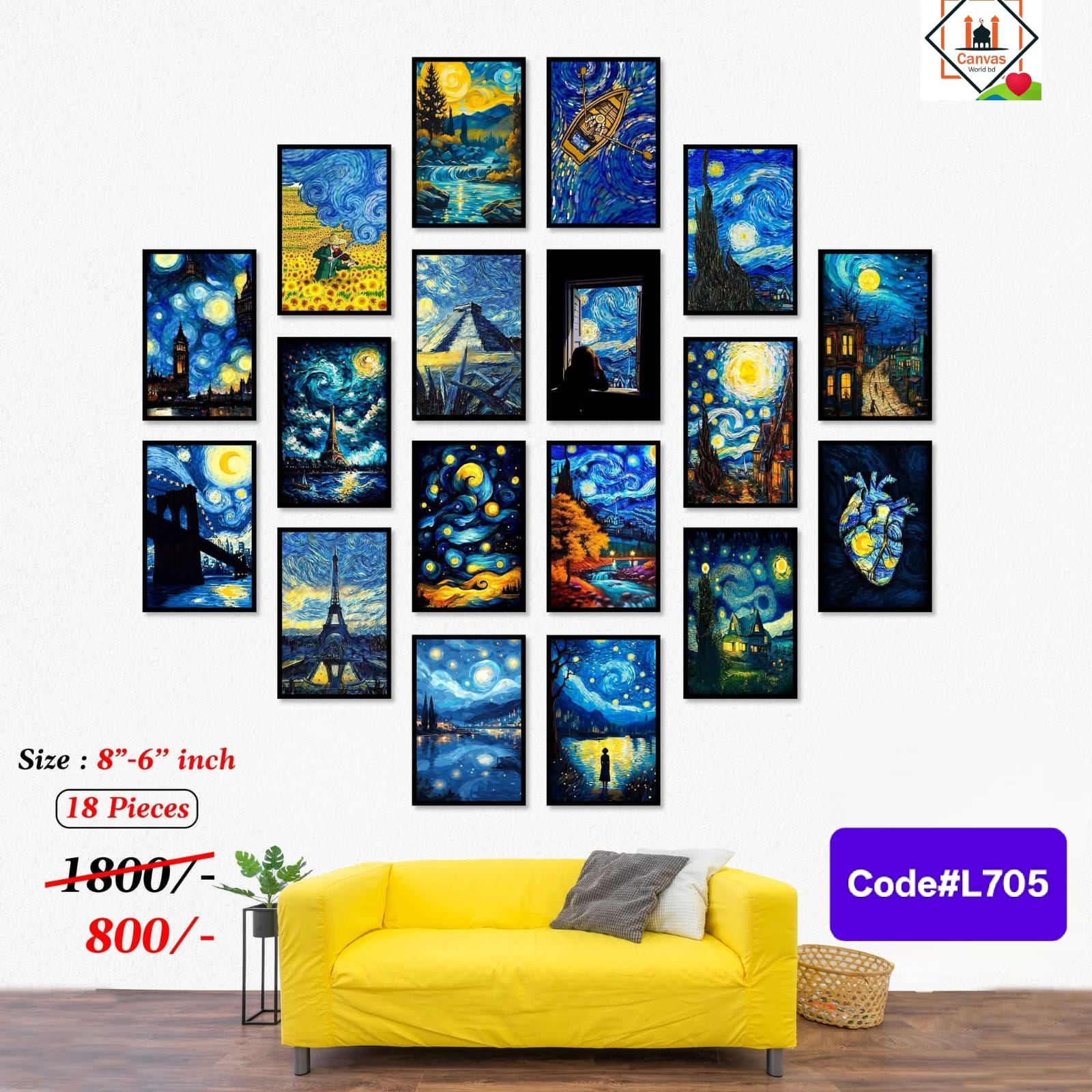 Picture of 18pcs Unique Design Wallmate Combo Set – Perfect for Home & Office Wall Decoration