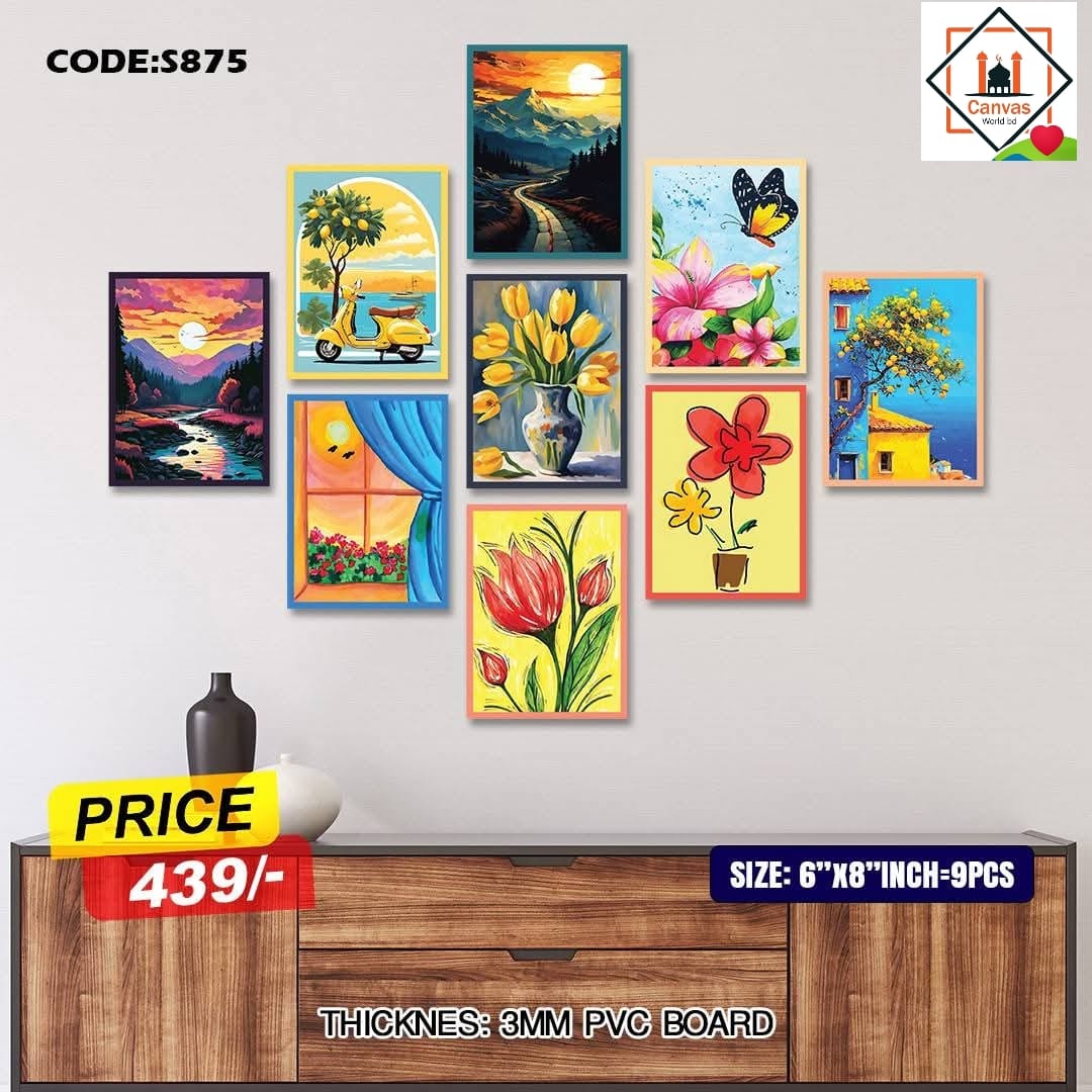 Picture of 9pcs Unique Design Wallmate Combo Set – Perfect for Home & Office Wall Decoration