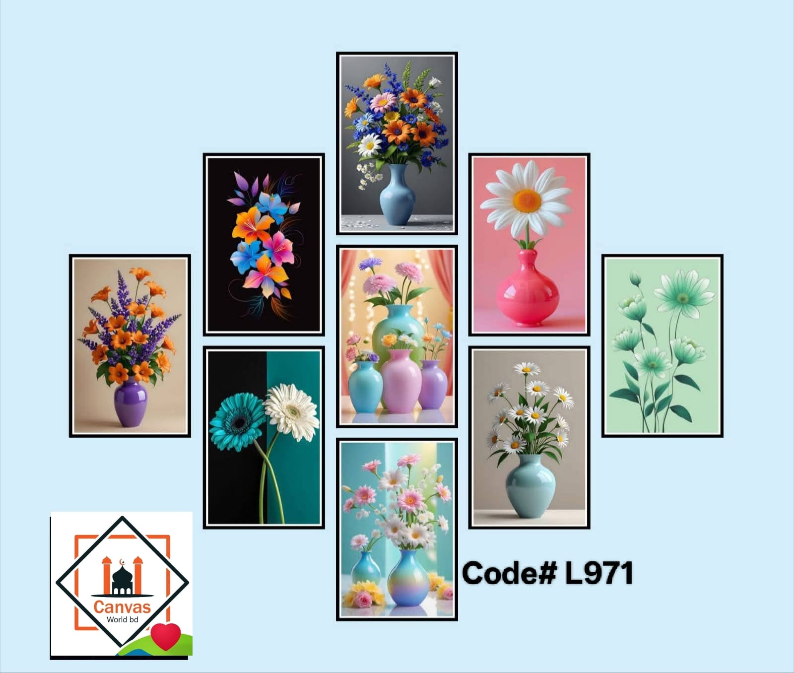 Picture of 9pcs Unique Design Wallmate Combo Set – Perfect for Home & Office Wall Decoration