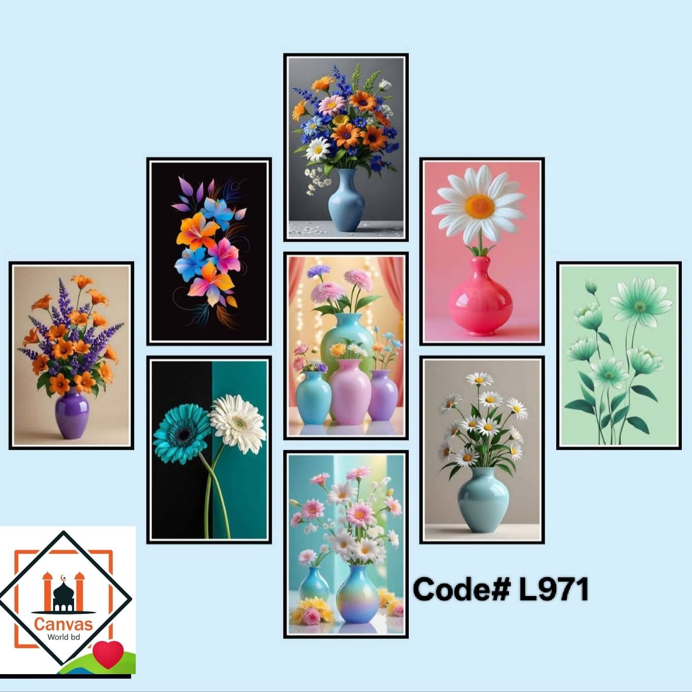 Picture of 9pcs Unique Design Wallmate Combo Set – Perfect for Home & Office Wall Decoration