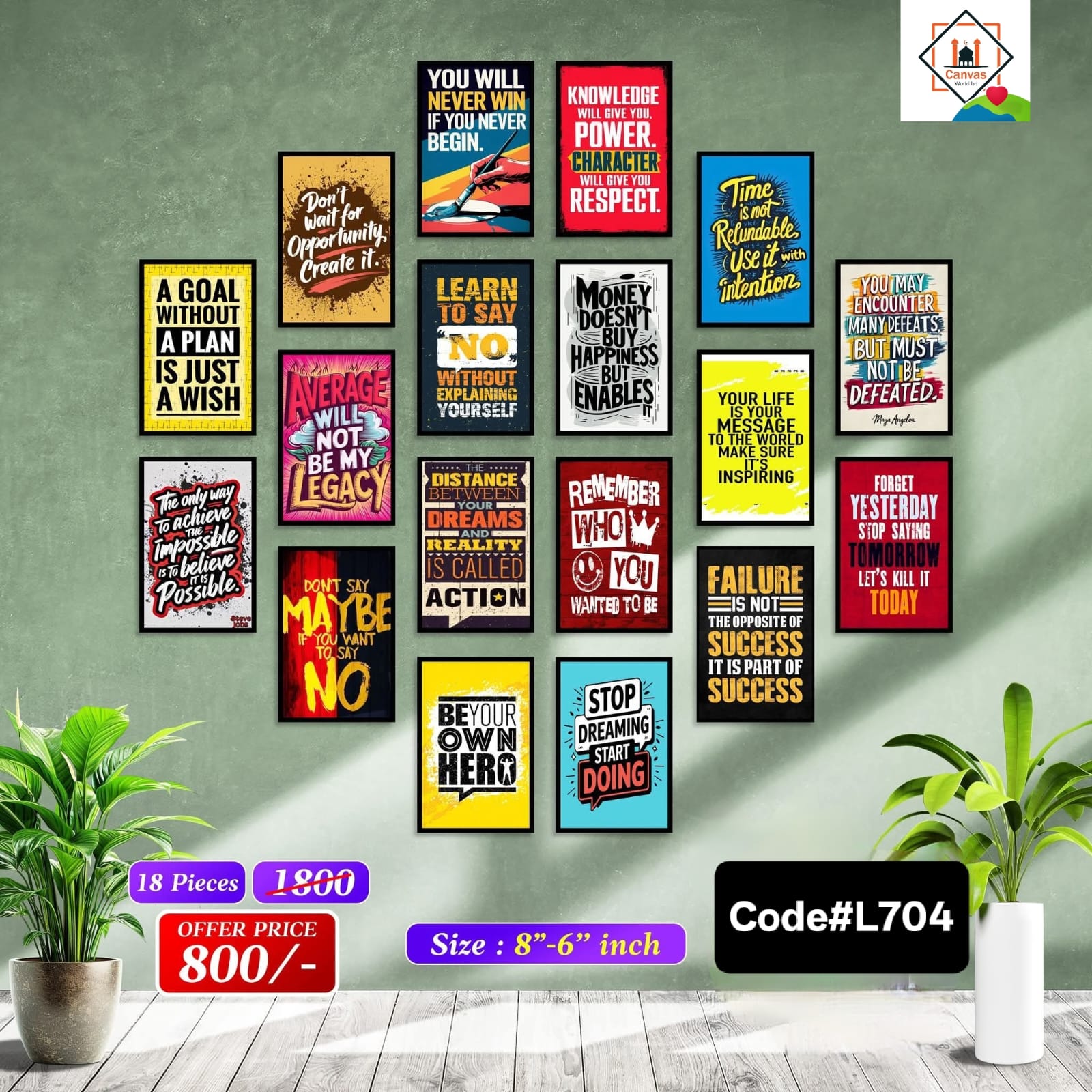 Picture of 18pcs Unique Design Wallmate Combo Set – Perfect for Home & Office Wall Decoration