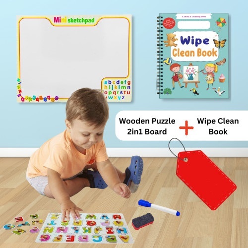 Picture of Kids Alphabet Puzzle Wipe board and book combo
