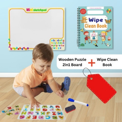 Picture of Kids Alphabet Puzzle Wipe board and book combo