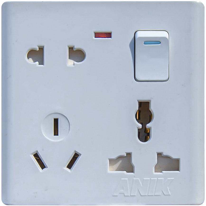 Picture of Electrical multi socket, wall sockets/multi 6 pin plug socket with switch