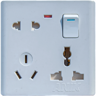 Picture of Electrical multi socket, wall sockets/multi 6 pin plug socket with switch
