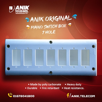 Picture of 7 Hole Piano Switch Box, Piano Hole Box, Electrical Accessories, gang Switch Box, Small Switch Box, Modular Gang Box