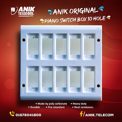 Picture of 10 Hole Piano Switch Box, Piano Hole Box, Electrical Accessories, gang Switch Box, Small Switch Box, Modular Gang Box