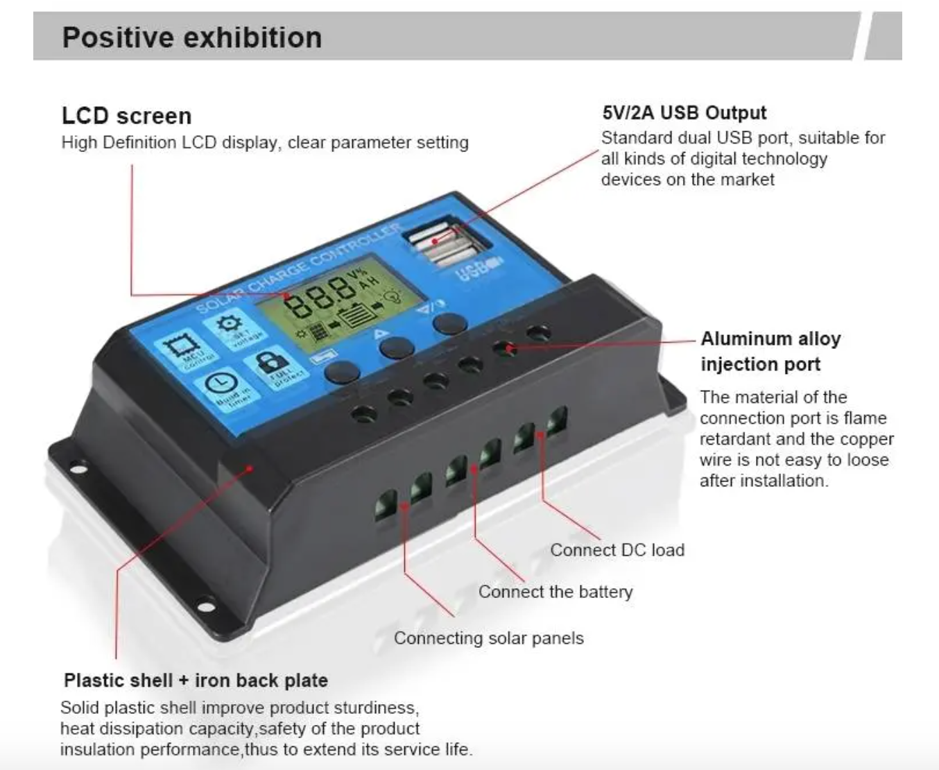Picture of Solar Charge Controller 12V 24V Solar Panel Lcd Display Digital PWM Charge Controller 10A Charging And Output - Solar Panel