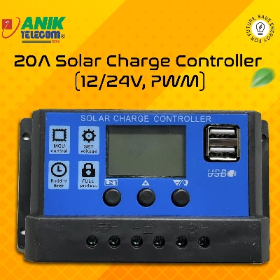 Picture of 20A PWM Solar Charge Controller 12V 24V Solar Panel Lcd Display Digital PWM Charge Controller 20A Charging And Output - Solar Panel