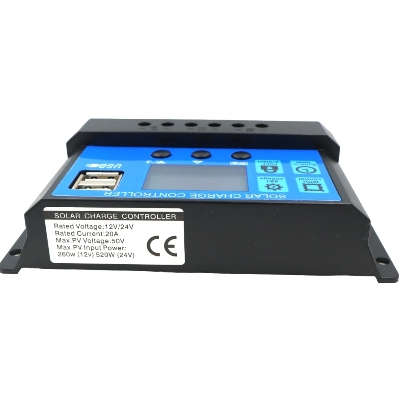 Picture of 20A PWM Solar Charge Controller 12V 24V Solar Panel Lcd Display Digital PWM Charge Controller 20A Charging And Output - Solar Panel