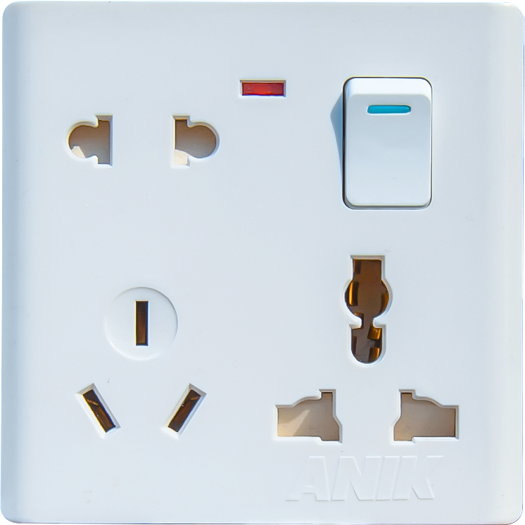 Picture of Electrical multi socket, wall sockets/multi 8 pin plug socket with switch