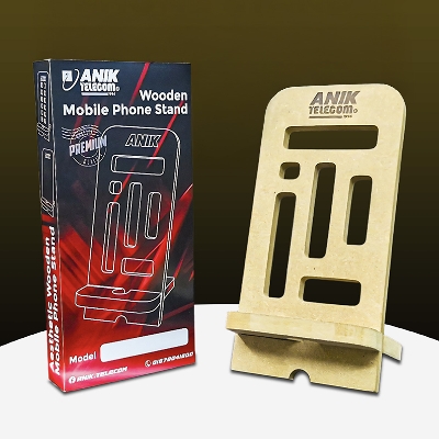 Picture of Anik MDF Wooden Mobile Stand, Phone Desk Stand Wood for Office & Home, Eco-Friendly, Handmade Wooden Cell Phone Stand, Portable Phone Holder, Gift for Students & Professionals