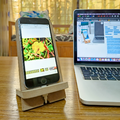 Picture of Anik MDF Wooden Mobile Stand, Phone Desk Stand Wood for Office & Home, Eco-Friendly, Handmade Wooden Cell Phone Stand, Portable Phone Holder, Gift for Students & Professionals
