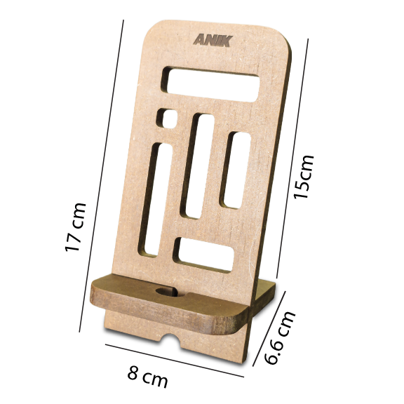 Picture of Anik MDF Wooden Mobile Stand, Phone Desk Stand Wood for Office & Home, Eco-Friendly, Handmade Wooden Cell Phone Stand, Portable Phone Holder, Gift for Students & Professionals