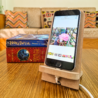 Picture of Anik MDF Wooden Mobile Stand, Phone Desk Stand Wood for Office & Home, Eco-Friendly, Handmade Wooden Cell Phone Stand, Portable Phone Holder, Gift for Students & Professionals
