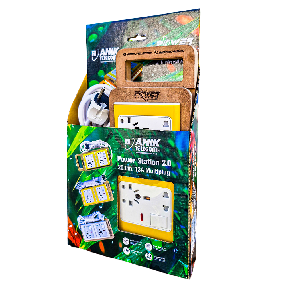 Picture of Multi Plug, 20 Pin, 13A, 40/76 Cable with Warm LED Light/ Night Light