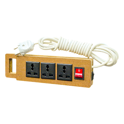 Picture of PowerPlus, Wooden 3 AC Outlet Multiplug with Warm LED Light. 10 ft Extension Cord, Desktop Charging Stations for Home Office Dorm Room & many more.