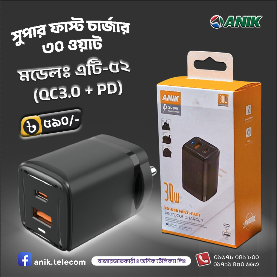 Picture of 30W Super Fast Charger, PD Fast Charger, QC3.00 Fast Charger, Multi Protocol Charger