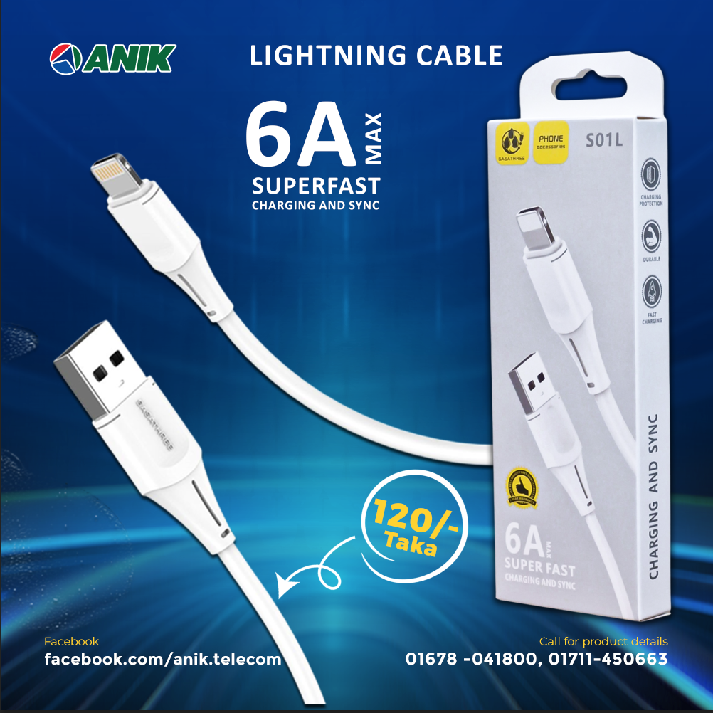 Picture of Lightning Cable, Data Transfer Cable, Fast Charging Cable, 6A Cable, 30W Cable