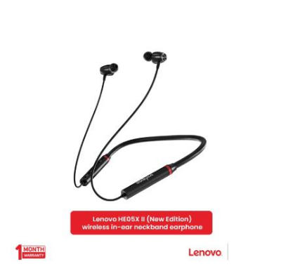 Picture of LENOVO Thinkplus HE05X 2nd Gen Wireless Bluetooth 5.0 Headset Magnetic Neckband Earphones Stereo Sports Headphone - Black