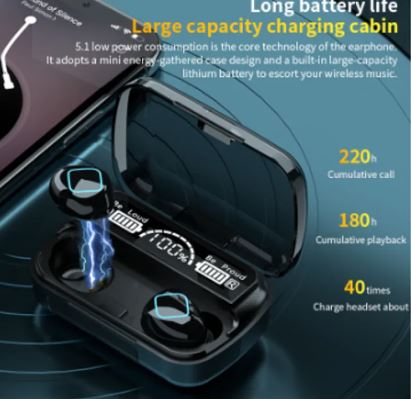 Picture of HOCO M10 Bluetooth 5.1 Wireless Headphones, TWS Audio Device, 2200mAh, Stereo, Sport, Waterproof, with Microphone