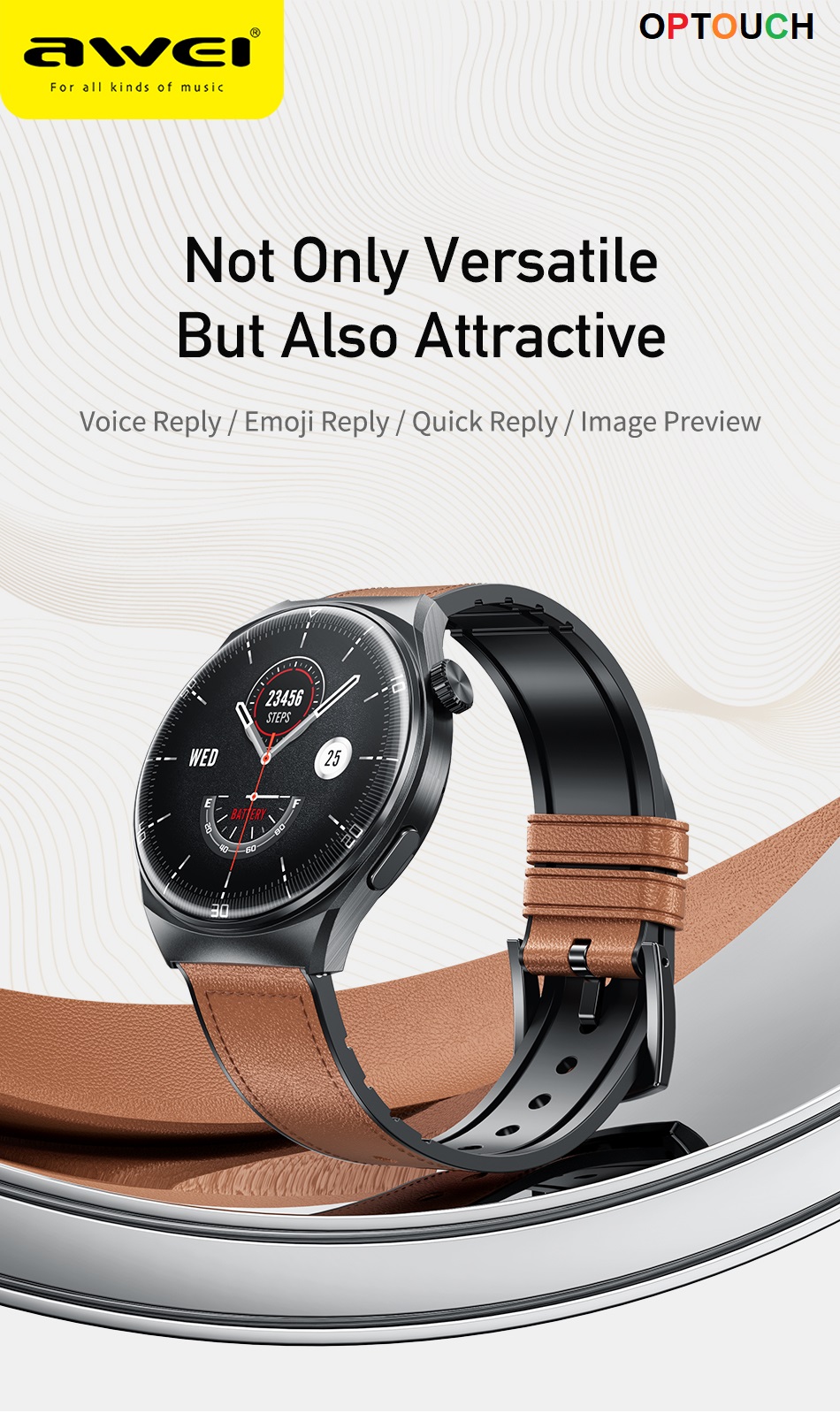 Picture of Awei H27 Smart Watch, 1.43 AMOLED Display with Bluetooth Call, Sports Watch IP68 Waterproof.