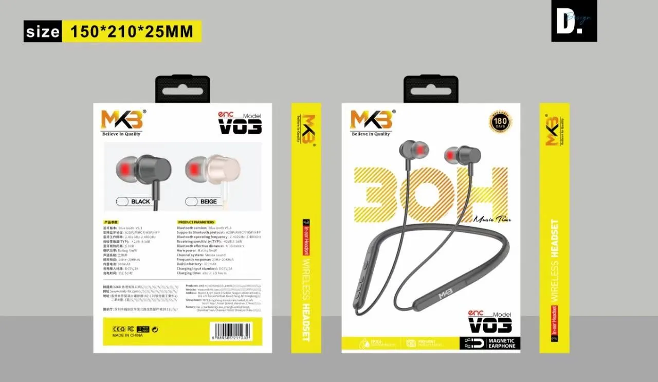 Picture of MKB V03 Magnetic Waterproof ENC Wireless Neckband