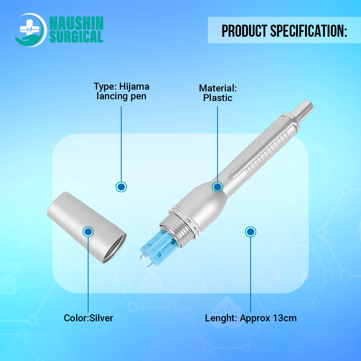 Picture of Hijama lancing pen lancet point pen hijama cupping bloodletting pen acupuncture massage 3Pin (Plastic Body)