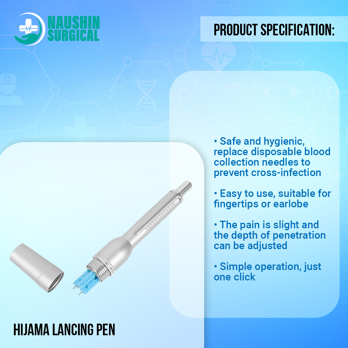 Picture of Hijama lancing pen lancet point pen hijama cupping bloodletting pen acupuncture massage 3Pin (Plastic Body)