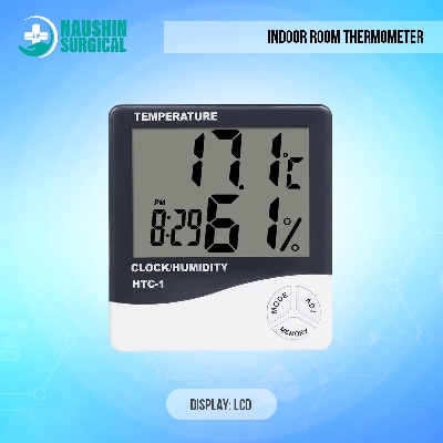 Picture of Indoor Room LCD Electronic Temperature Humidity Meter Digital Thermometer Hygrometer Weather Station Alarm Clock HTC-1