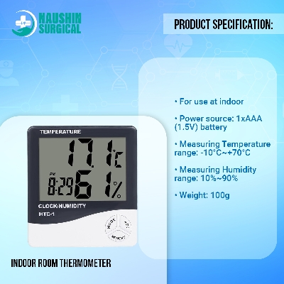 Picture of Indoor Room LCD Electronic Temperature Humidity Meter Digital Thermometer Hygrometer Weather Station Alarm Clock HTC-1