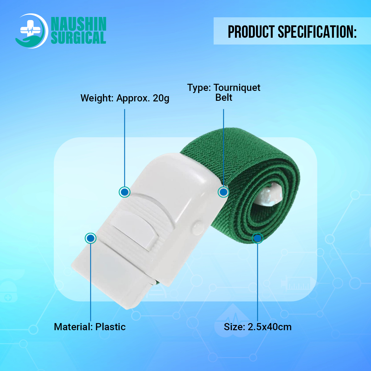 Picture of 1PC Medical Cat Tourniquet Belt First Aid Paramedic Doctor Emergency Sports Turnstile Buckle Outdoor Hemostatic Elastic Strap