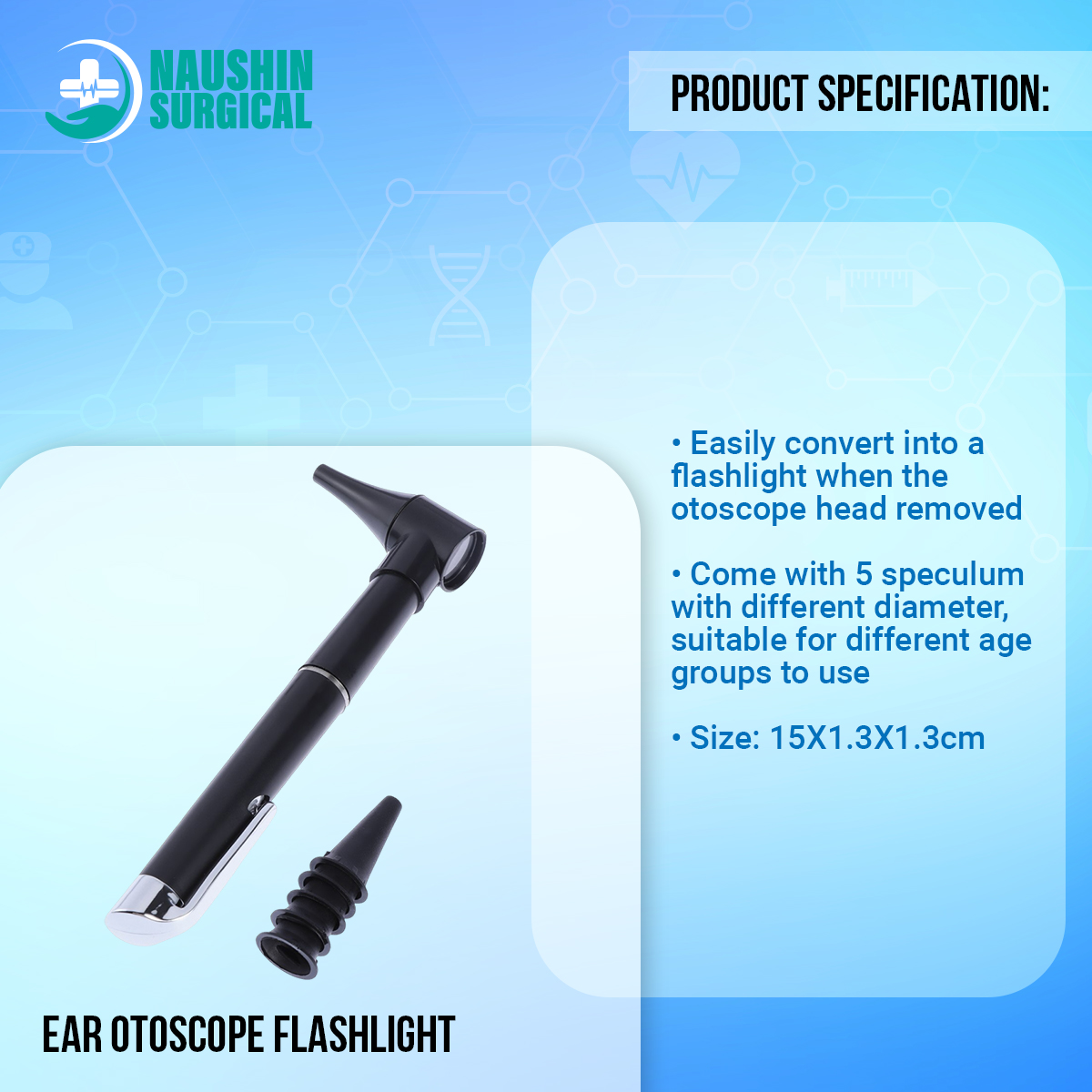 Picture of Ear Otoscope Ear Flashlight Medical Diagnostic Otoscope Ear Care Magnifying Lens Clinical Penlight Flashlight Ear Care Tools Set