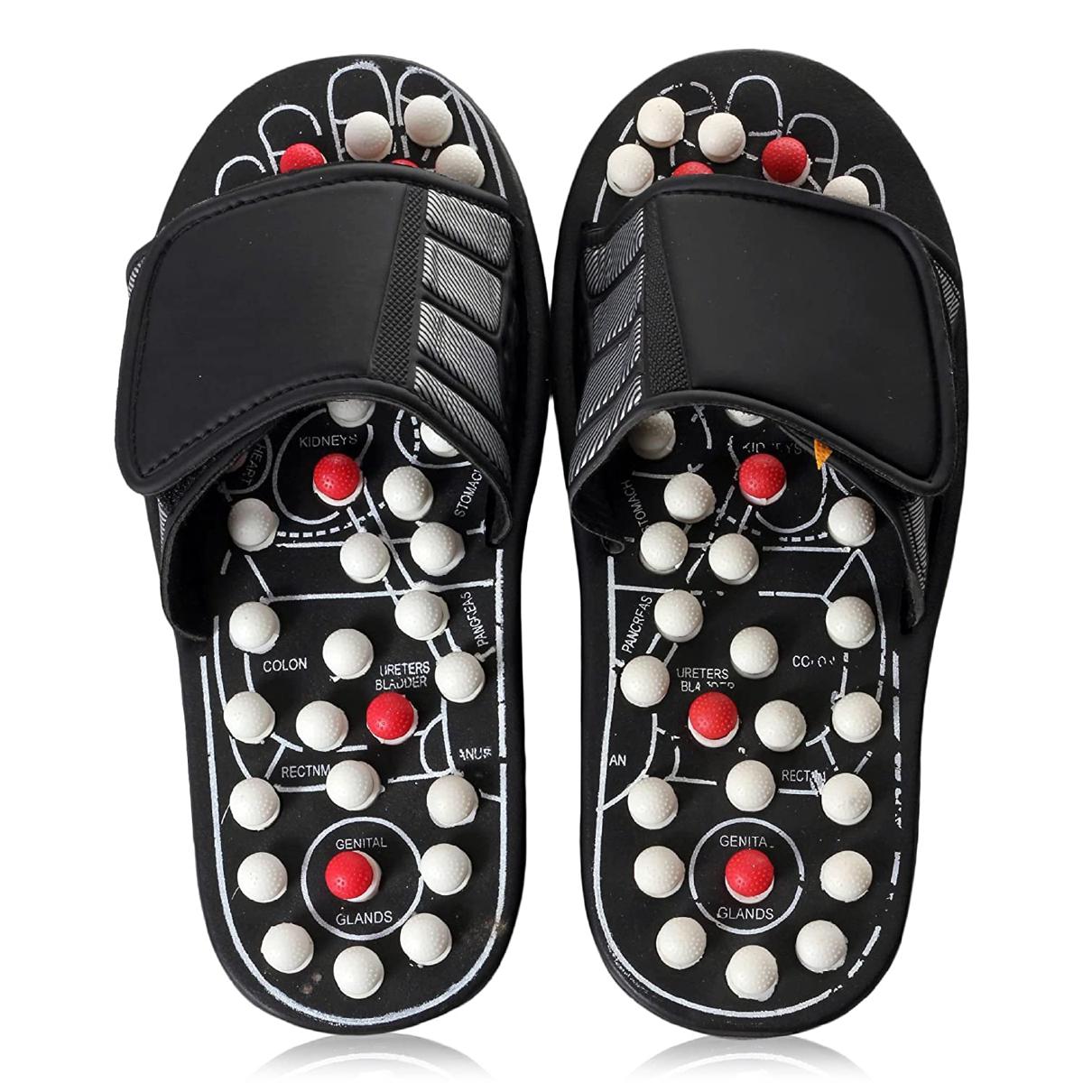 Picture of Spring Acupressure and Magnetic Therapy Accu Paduka Slippers for Full Body Blood Circulation Natural Leg Foot Massager Slippers For Men and Women