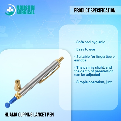 Picture of Hijama Cupping Bloodletting Hygienic Blood Glucose Test Acupuncture Painless Lancet Point Pen Single Head Needle Stainless Steel Silver