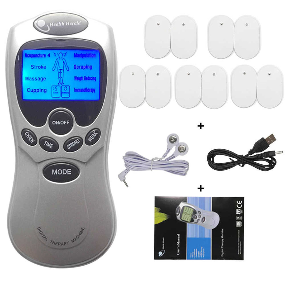Picture of 8Models Electric herald Tens Muscle Stimulator EMS Acupuncture Body Massage Digital Therapy Machine Electrostimulator HealthCare