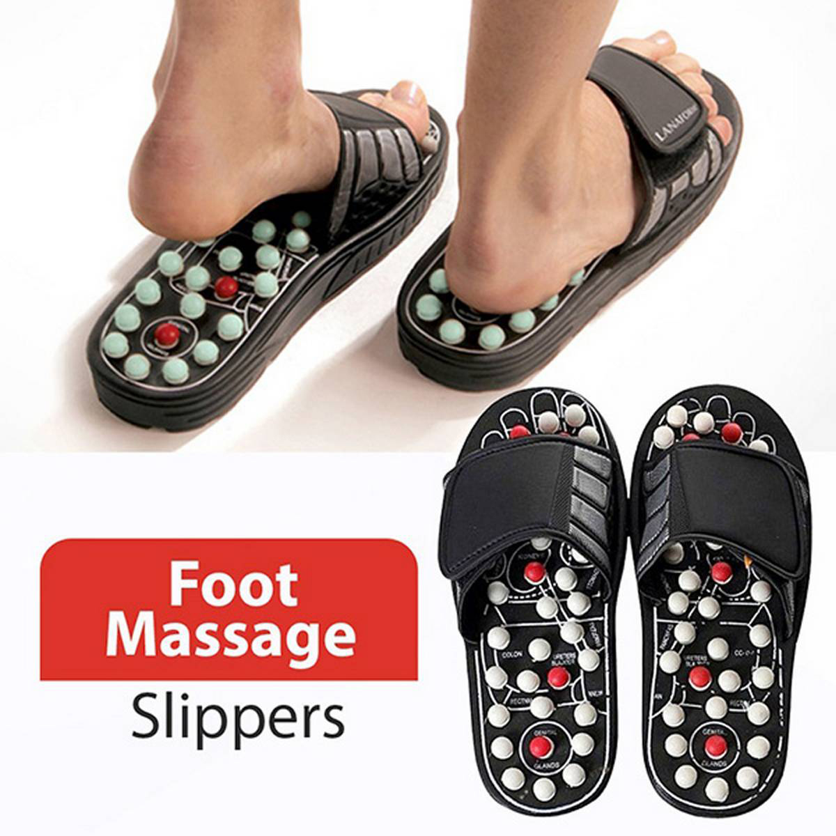 Picture of Spring Acupressure and Magnetic Therapy Accu Paduka Slippers for Full Body Blood Circulation Natural Leg Foot Massager Slippers For Men and Women ( Unisex )