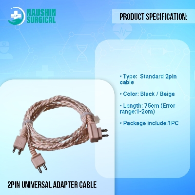 Picture of 2pin Universal Black/Beige Adapter Cable Hearing Aid Receiver For Pocket Wire Standard Power Cord