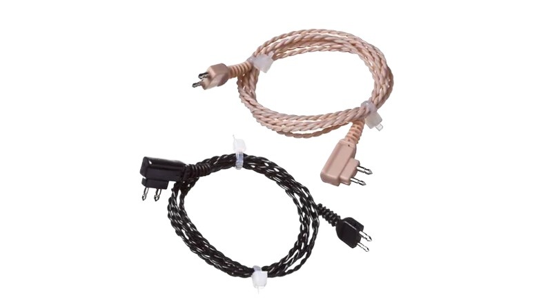 Picture of 2pin Universal Black/Beige Adapter Cable Hearing Aid Receiver For Pocket Wire Standard Power Cord