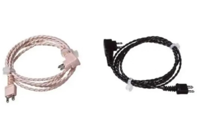 Picture of 2pin Universal Black/Beige Adapter Cable Hearing Aid Receiver For Pocket Wire Standard Power Cord