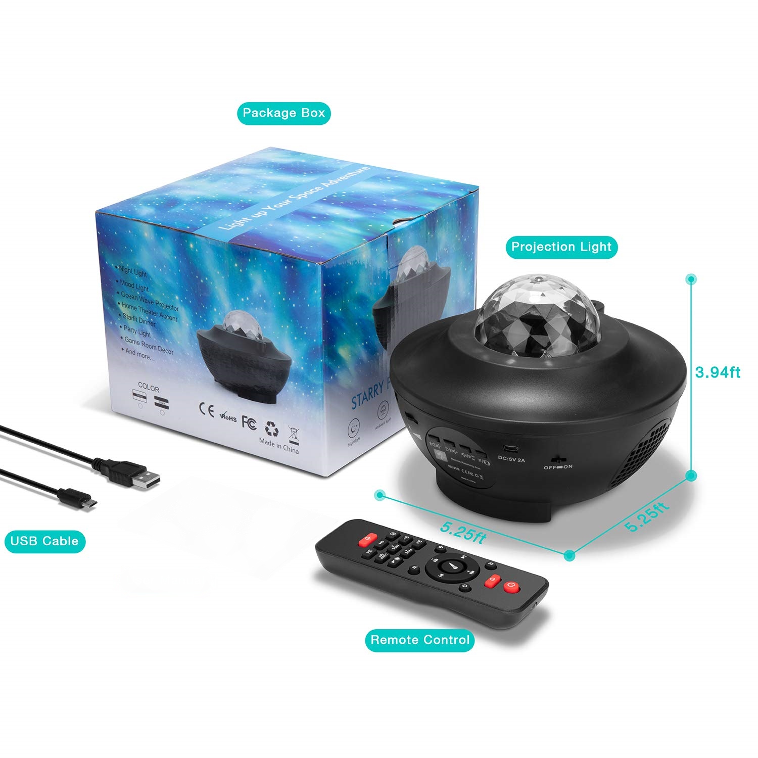 Picture of Galaxy Projector Star Starry Sky LED Night Light Projector Bluetooth Speaker Bedroom Lamp Universal Mini LED Lights Projector Light.