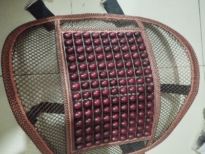 Picture of Seat Back Support For Car/Home/ Office Chair - Brown  Wooden  Back Lumbar Support Cushion For Car Office Chair Pillow Massager Back Support Belt